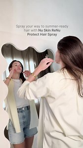☀️ How to spray your way to summer-ready hair: 1️⃣ Shake it up. Give that bottle a good shake before each use. 2️⃣ Spray with ease. On wet or dry hair — whenever your routine calls. 3️⃣ 5–10 pumps, 10 cm away. Mist through your stands and leave it in. 4️⃣ And breathe. You’ve just helped protect your hair from UV rays, heat from styling tools, and water containing salt and chlorine. 💁‍♀️✨ | Nu Skin Europe