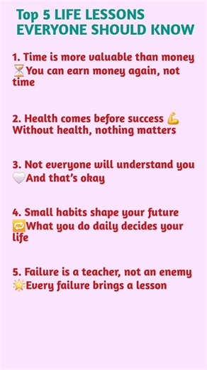 5 LIFE LESSONS EVERYONE SHOULD KNOW #top5 #lifelessons #motivation #shorts