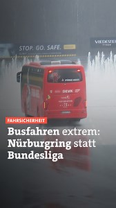 Die Busfahrer der Mannschaftsbusse der Fußball-Bundesligisten bringen die Fußballprofis ins Stadion, zum Auswärtsspiel - oder sie fahren ins "Bus-Trainingslager". Beim Fahrsicherheitstraining auf dem Nürburgring konnten die Fahrer zeigen, wie sehr sie ihre motorisierten Kolosse unter Kontrolle haben. | SWR Aktuell
