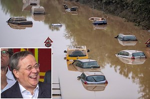 A German minister was forced to apologize after he was caught on camera laughing during a visit to a flood-ravaged town