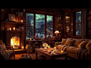 Cozy Winter Cabin Ambience with Smooth Jazz Music ❄ Snowfall & Fireplace Sounds for Sleeping