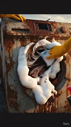 Cleaning old rusty washing machine