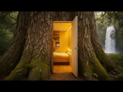 Secret Tree Room With Waterfall | Full Build Process
