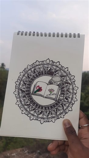 Mandala Art Tutorial | Coffee & Book Aesthetic Drawing | Ep-8#shorts #ytshorts #artshorts #madala