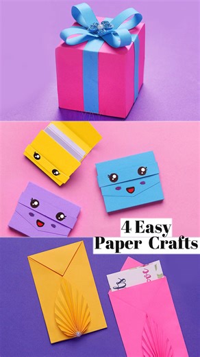 15K views · 138 reactions | 4 Easy Paper Crafts | Paper Craft | Paper Craft Ideas #diy #papercraft #craftideas #giftideas #artandcraft | D.I.Yay | Facebook