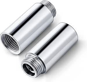 Amylove 2 Pcs Shower Head Extension Arm Stainless Steel Shower Pipe Extension 1/2pt Male to 1/2pt Female Thread Cast Pipe Fitting Coupler Adapter(2.4 Inch)