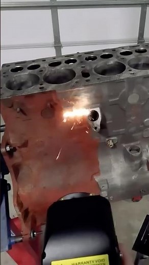 Cleaning an engine block with a Everlast RedSabre 300CP Pulsed Wave Laser Cleaner #lasercleaning