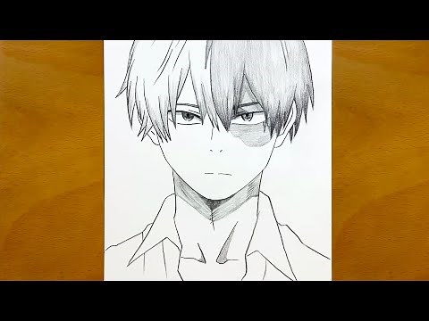 Anime sketch | How to draw Shoto Todoroki from My Hero Academia step-by-step | Draw Anime
