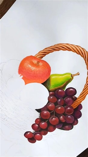 Realistic ASMR 🍓 basket 🧺 colour drawing. #trending #artist #art #fruit #asmr #realistic