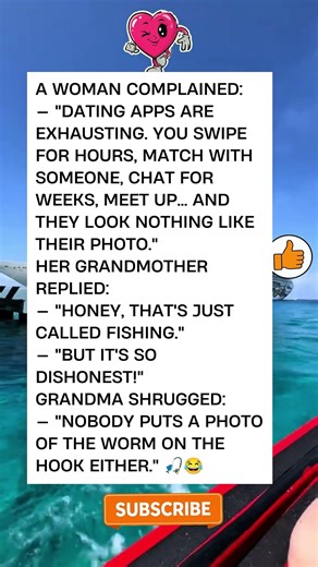 Grandma destroys dating apps with fishing analogy 🎣💀 #Shorts