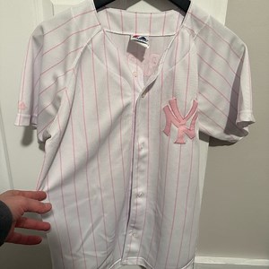 New York Yankees Alex Rodriguez #13 Pink Pinstripe Jersey | Majestic | Women’s S