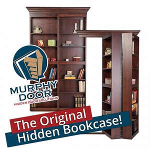 5.2K views · 198 reactions | The original hidden bookcase door! Disguised perfectly as a freestanding bookcase. Give it a gentle pull to reveal your own hidden room! The Bi-Fold bookcase door is a surface mount door, meaning it sits in front of the wall/opening. With a top and bottom track system, the Bi-Fold door can hold up to 300 lbs. and operate smoothly. | Murphy Door | Facebook