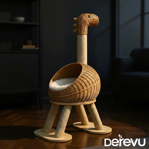 Large Rattan Dinosaur Cat Tree Tower. Wicker Indoor Cat Condo With Sisal Scratching Posts, Eco-friendly Handmade Pet Furniture - Etsy