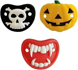 Funny Pacifier for Baby Halloween Elements Design Silicone Baby Pacifier Pumpkin Skeleton Vampires Funny 3 Pieces