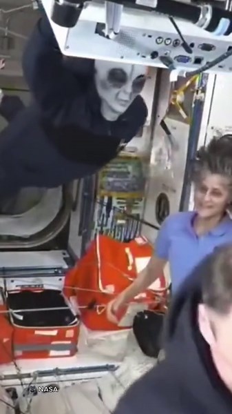 Hilarious moment 'alien' arrives onboard International Space Station