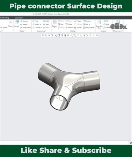 Pipe connector | Surface in Creo | Shorts | cadx