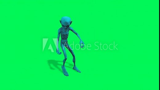 Dancing Alien Creature on Green Screen for Sci-Fi Projects