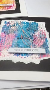 65 reactions · 6 comments | Part 3 - Sharon’s finished cards with her mixed media background. She used the extra panels to die-cut from and I love the results #mixedmedia #art #finishedart #craft #dyicrafts #getmessy | Uniquely Creative - Creative Kit Club | Facebook