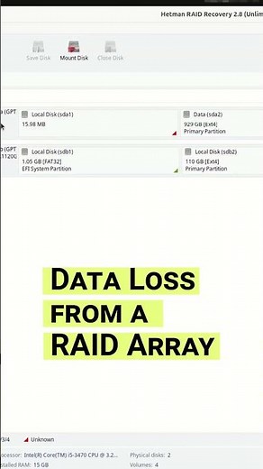How to recover data from RAID 0, 1, 5 created on the Adaptec ASR-6405 hardware controller #short