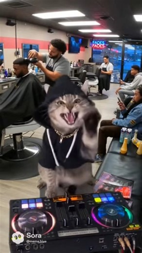 ​FRESH CUT, FRESH BEAT! ✂️ DJ Cat Spins Decks While Giving Customers The Hardest Fades!