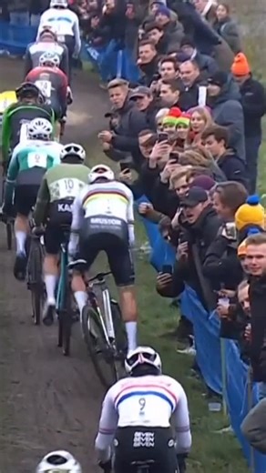 TNT Sports Cycling on Instagram: "Respect the riders!!! 😬 Mathieu van der Poel nearly comes down after a fan encroaches."