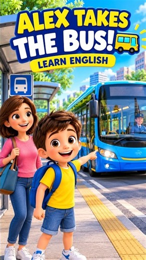 Alex Takes the Bus 🚌 | Learn English Through a Fun Cartoon Story #easyenglish #englishconversation