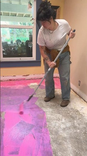 Coating the kitchen floor with red guard to waterproof it before we tile and install cabinets #diy