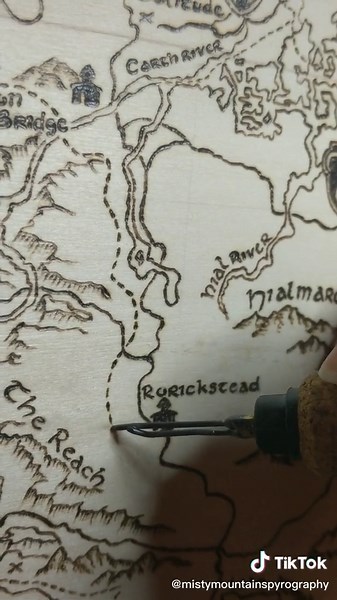 Skyrim Map with Roads - Pyrography Art