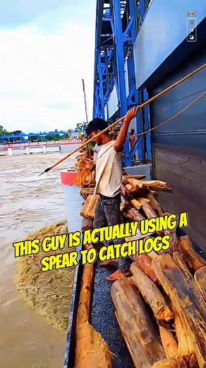This guy is actually using a spear to catch logs. #Popularscience #mechanical #science #technological #record #share #convenient #invent #design #skill #secure #comfortable #engineering #innov | Mechmarvel03 | Facebook