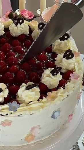 Traumhafte Erdbeertorte mit Himbeertopping und Schokobiskuit! #backen #erdbeertorte #cake #rezept