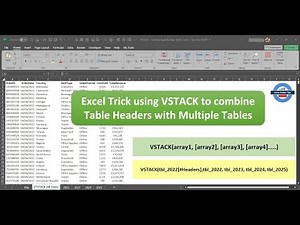 Easy Trick using Excel 365 VSTACK Function to combine Table Headers with Multiple Tables