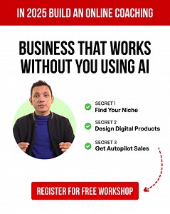 🚀 Turn Your Passion into ₹1Cr Coaching Business—With AI! The coaching industry is booming, but most coaches struggle to scale. Why? ❌ Too much manual effort ❌ No clarity on niche ❌ Stuck in low-ticket offers In this free 90-min workshop, learn how to: ✅ Find your most profitable niche using AI ✅ Create high-value digital products ✅ Close high-ticket clients—without endless sales calls! If you want to automate, scale, and hit 1Cr , this session is for you! Reserve your free spot now! | Siddharth