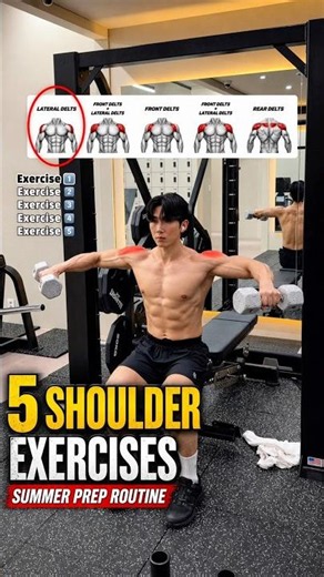 🔸5 Shoulder Exercises for Summer Prep | Front Side and Rear Delt Routine #gymtips #fitnessshorts
