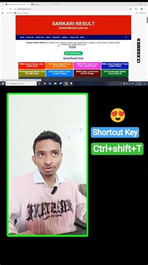 Shortcut Key For Recently Delete Chrome Tab 😜#shorts #shortsfeed