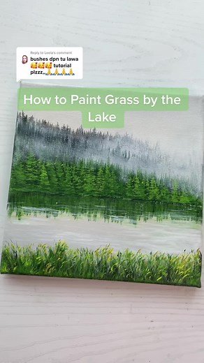 How to Paint Grass by the Lake with Acrylic Paint