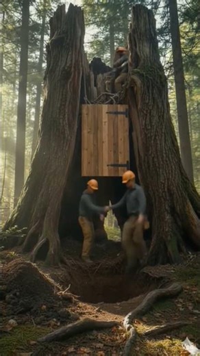 Hidden Tree Stump Secret Bunker Build 🌳🔥 (Full Timelapse)