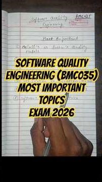AKTU MCA SQE (BMC035) Important Topics 2026 🔥 | Software Quality Engineering #shorts