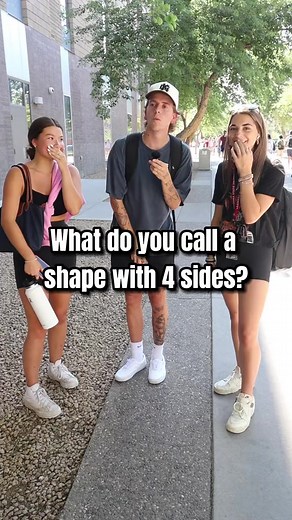 94K views · 431 reactions | What do you call a shape with 4 sides? #shapes #trivia #trickquestion #interview #publicinterview | John Brown | Facebook