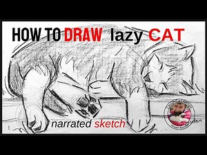 How to Draw Lazy Sleepy Cat Laying Down Side View with Paws & Toe Beans | Domestic Shorthair Tuxedo