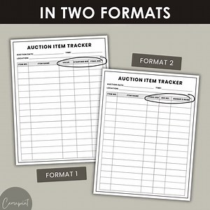 Auction Item Tracker Editable Auction Template for School Auction Live Auction Sheet for Silent Auction Bid Canva Template Auction Printable - Etsy