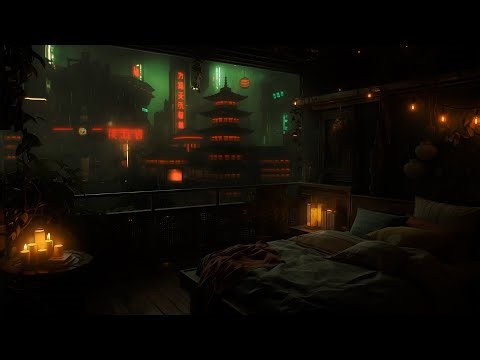 Alone on a Neon Balcony Dystopian Rain Sounds & Blade Runner Ambience for Sleep