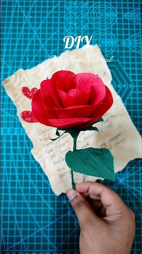 Beautiful Crepe Paper Rose 🌹 | Step-by-Step Handmade Flower Craft✨
