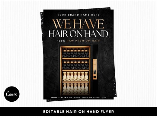 Hair on Hand Flyer, Hair Vendor Branding, Editable Canva Template - Etsy