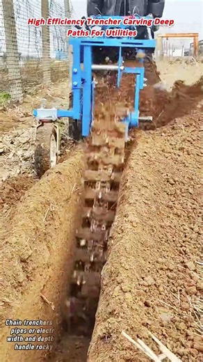 High Efficiency Trencher Carving Deep Paths For Utilities