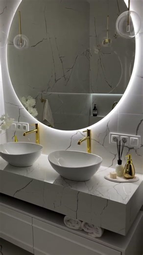 Luxury Bathroom Design with a Custom LED Mirror ✨🪞 #inyouths