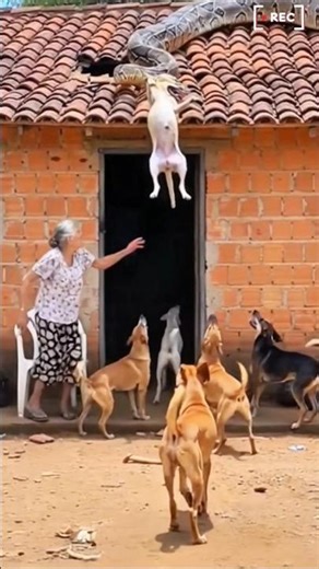 Giant Snake Attacks From the Roof - Dogs Shocked 😱🐍🔥 #shorts #viral #giantsnake