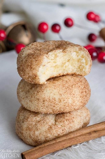 Cinnamon Cream Cheese Cookies are an easy, tender cookie bursting with cinnamon sugar. Full recipe here: https://thissillygirlskitchen.com/cinnamon-cream-cheese-cookies/ | This Silly Girl's Kitchen