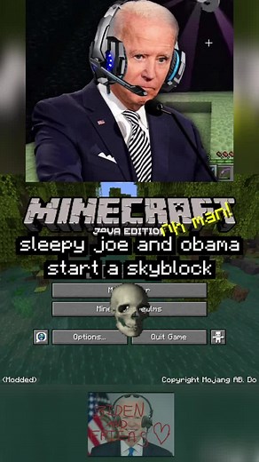 Sleepy Joe and Obama Skyblock Parody | Minecraft Memes