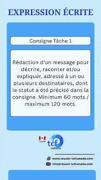 TCF Canada & Québec – Expression Ecrite Méthodologie Tâche 1