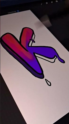 Insane Neon Graffiti “K” ✨ Satisfying 3D Letter Art #shorts #berthox #graffitiletters